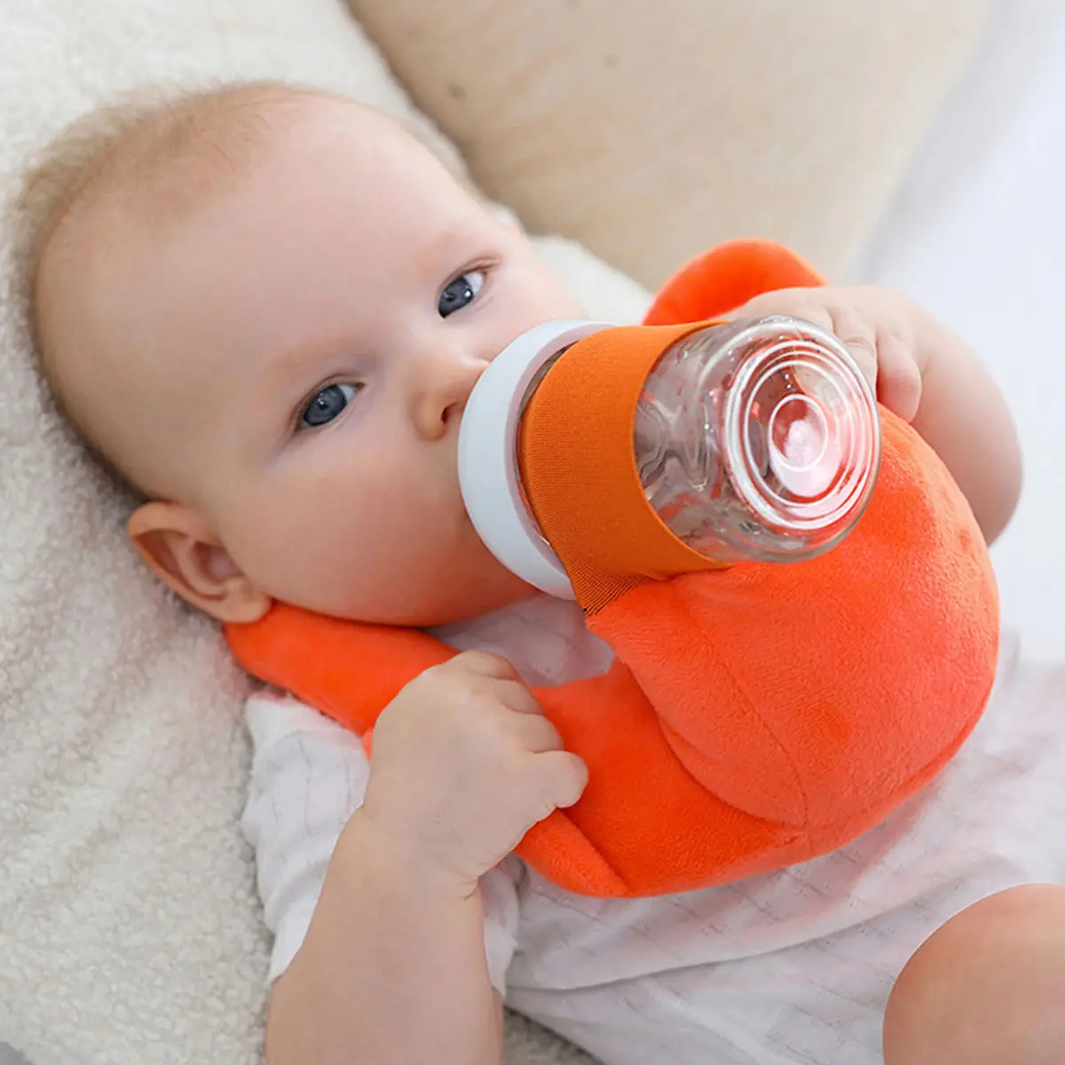 360° Rotating Bottle Holder with UV Sterilization Pouch & Snore Reduction  Foldable into Travel Case |  Hypoallergenic Memory Foam |  Anti-Microbial Coating Mall Mom's On-the-Go Solution