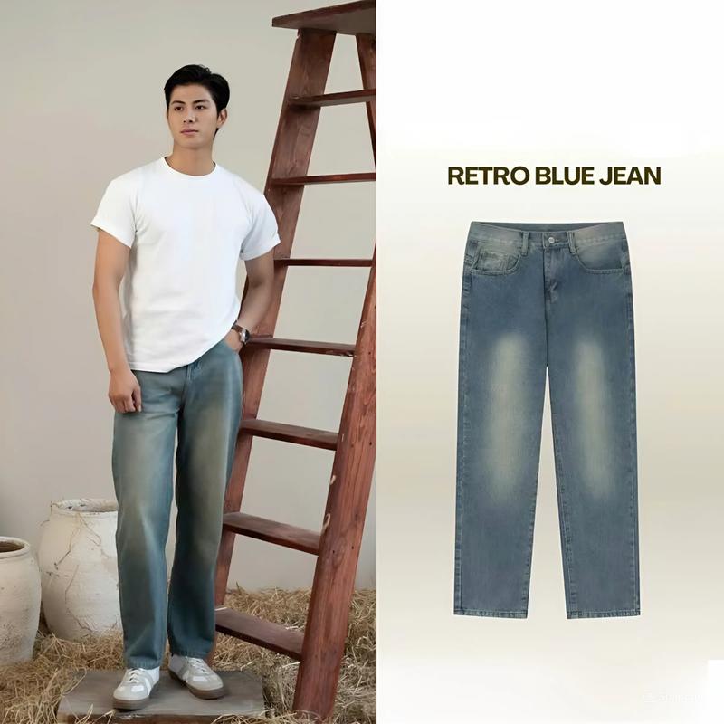 Quần Jean Nam Wash Retro ALLMAN Quần Jean Nam Form Regular Fit tôn dáng