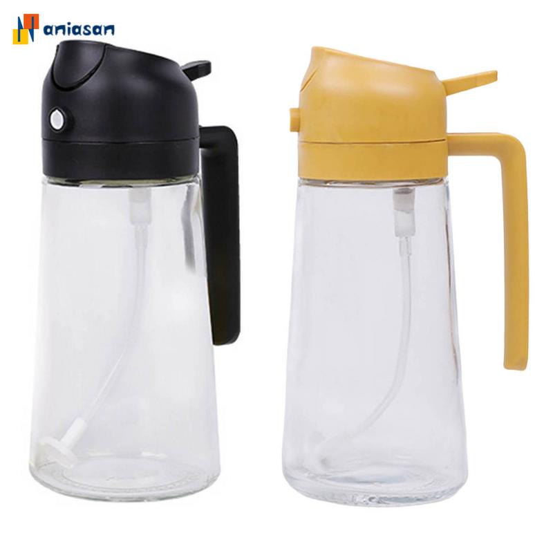 Bình Xịt Dầu, Bình Đổ Dầu Miệng Rộng, Thiết Kế 2 Trong 1 (Aniasan), Bình Xịt Dầu, Thích Hợp Cho Chiên Nước, Salad, Được Làm Bằng Thủy Tinh Không Chứa BPA, Dụng Cụ Nhà Bếp 5