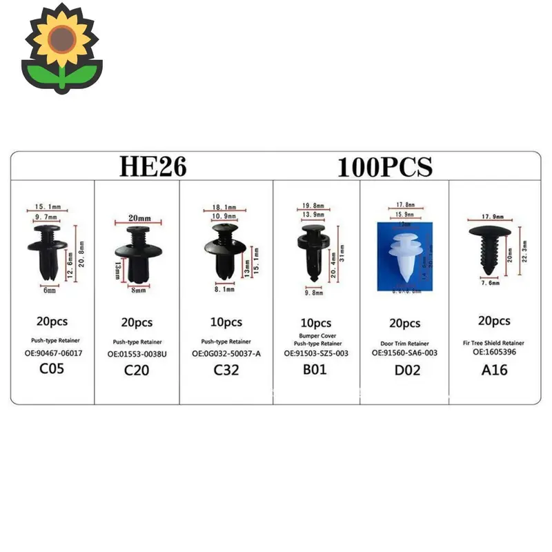 【100PCS】Universal Car Rivet Bolts, Bumper Clips, Plastic Body Bolts & Multi-purpose Motorcycle Probolt Clips for Various Vehicles.pain 5