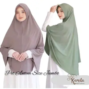 Hijab Jilbab Kerudung Bergo Hamidah Khimar Layer Jumbo Syari Syarí Lebar Panjang Instan Simple Muslimah Wanita Pad Antem