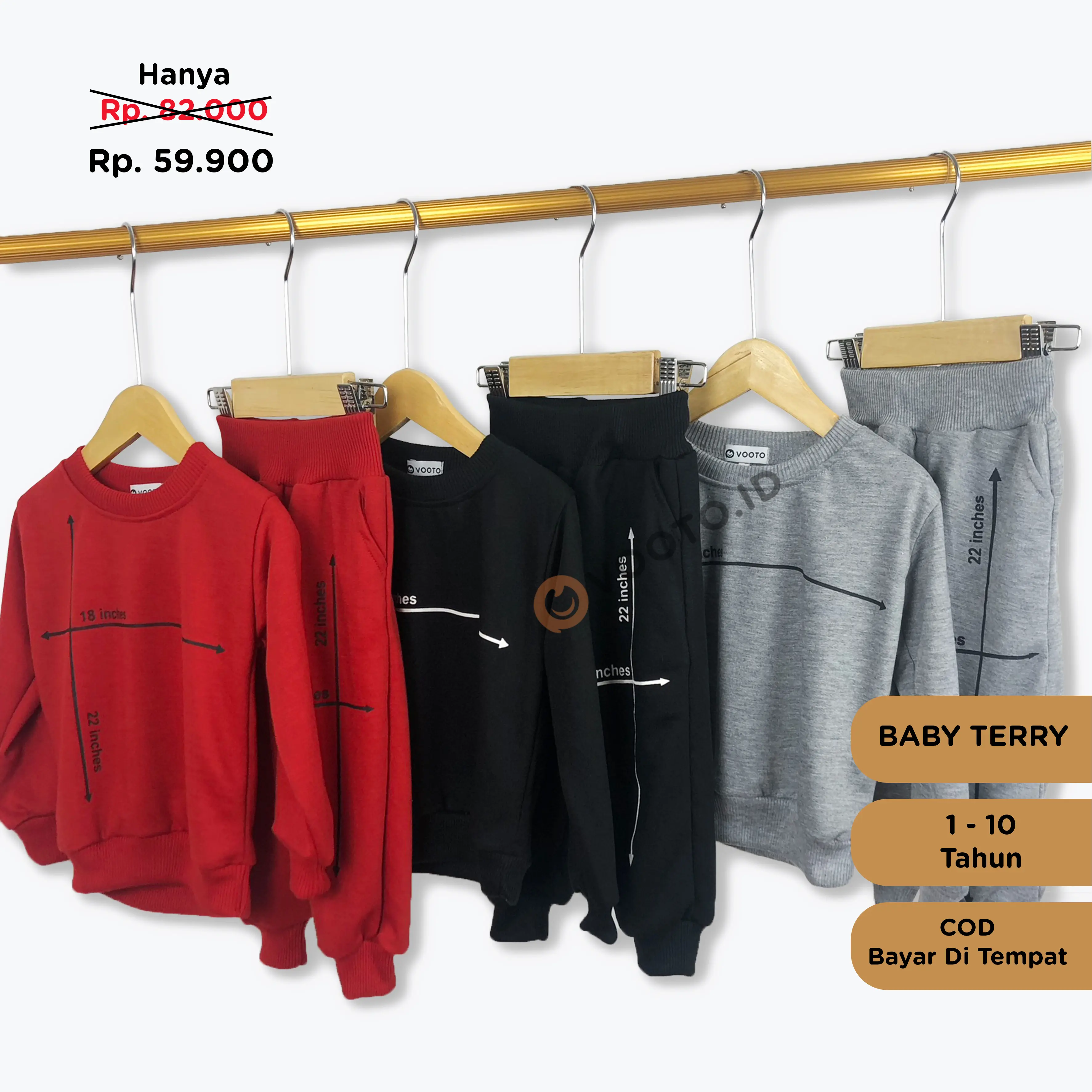 VOOTO KIDS - Set Sweater Anak dan Jogger Anak Laki2 Perempuan Usia 1-7 Tahun Bahan Baby Terry