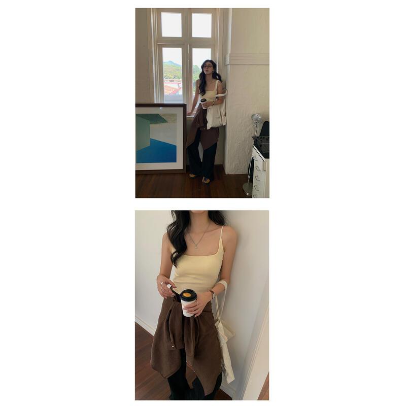 Product Introduction of High quality adjustable chest cushion strap tank top for women in early spring 2025, Korean slim fit, spicy girl, strapless 21