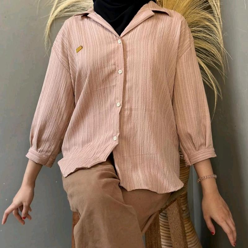 Inara shirt - Kemeja Kancing Korean style Basic Ledy Crush Wanita Oversize 8