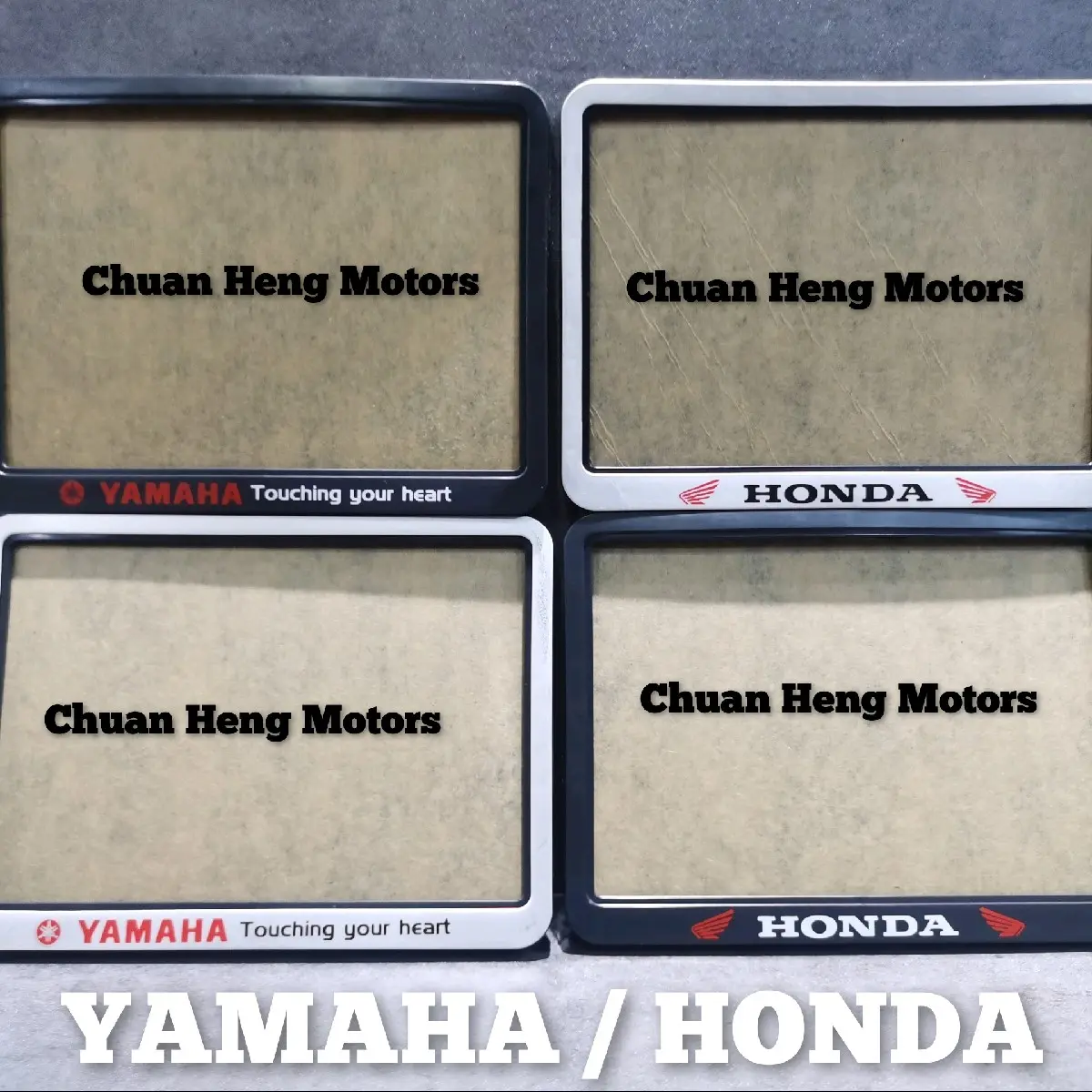 FRAME PLATE MOTOR VIRAL TULISAN TIMBUL NUMBER PLATE COVER YAMAHA SILVER HONDA BLACK