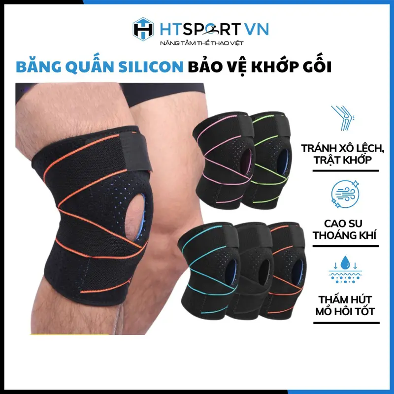 Bó Gối Thể Thao, Đai Cuốn Băng Đầu Gối Bảo Vệ Khớp Gối Silicon Cao Cấp Aolikes AL7908 chơi thể thao tập gym chạy bộ 0