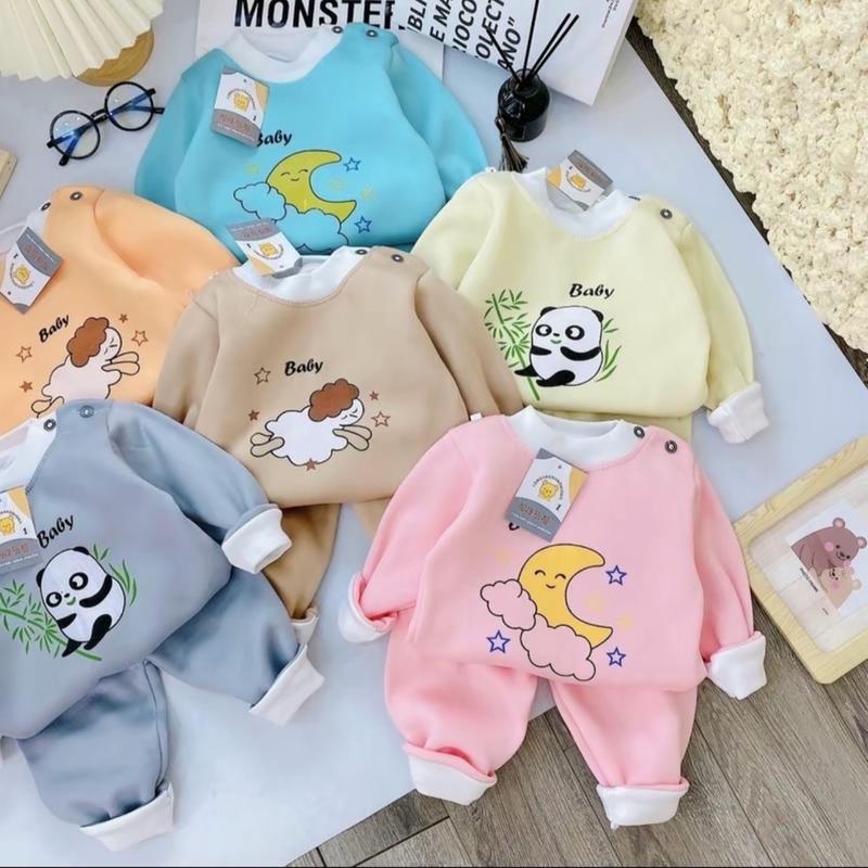 E22 BỘ NỈ BÔNG trơn dày dặn cho bé trai-gái mùa đông mềm mịn  scandal