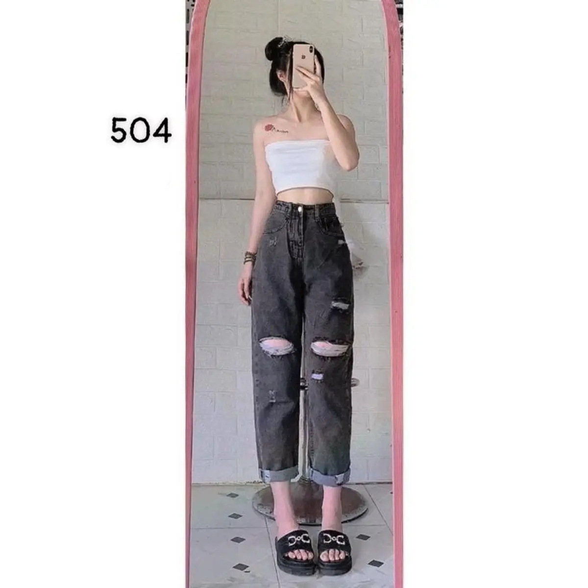 QUẦN JEAN NỮ BAGGY CHẤT BÒ LƯNG CAO NÂNG ᶆông