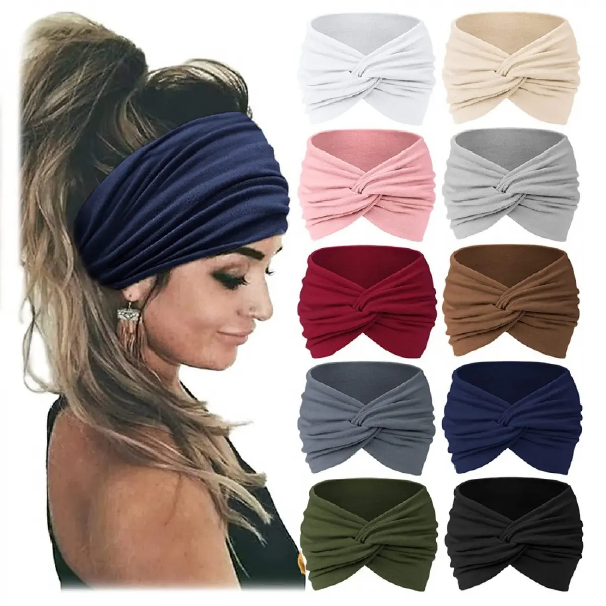 Băng Đô Thể Thao, Phong Cách Bohemian, Dành Cho Nữ, Rộng, Co Giãn, Thích Hợp Tập Yoga Và Chạy Bộ, Dây Buộc Tóc, Phụ Kiện Tóc Thể Thao, Mũ Cài Tóc. Sport