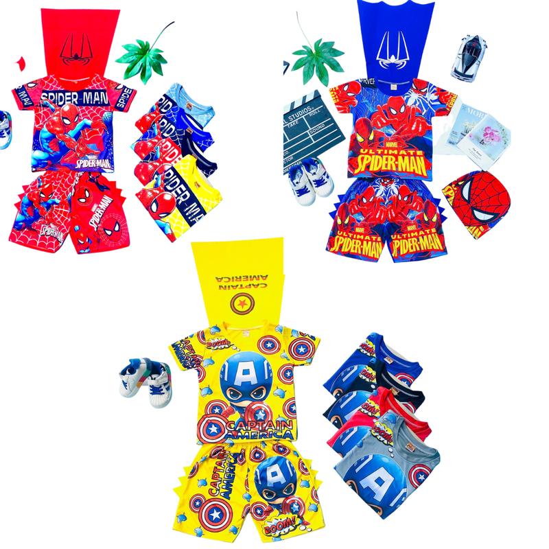 (COMBO 3 bộ 3 mẫu 3 màu-B1,C12,ĐTM) quần áo siêu nhân CÓ CÁNH BAY cho bé trai từ 12kg đến 27kg