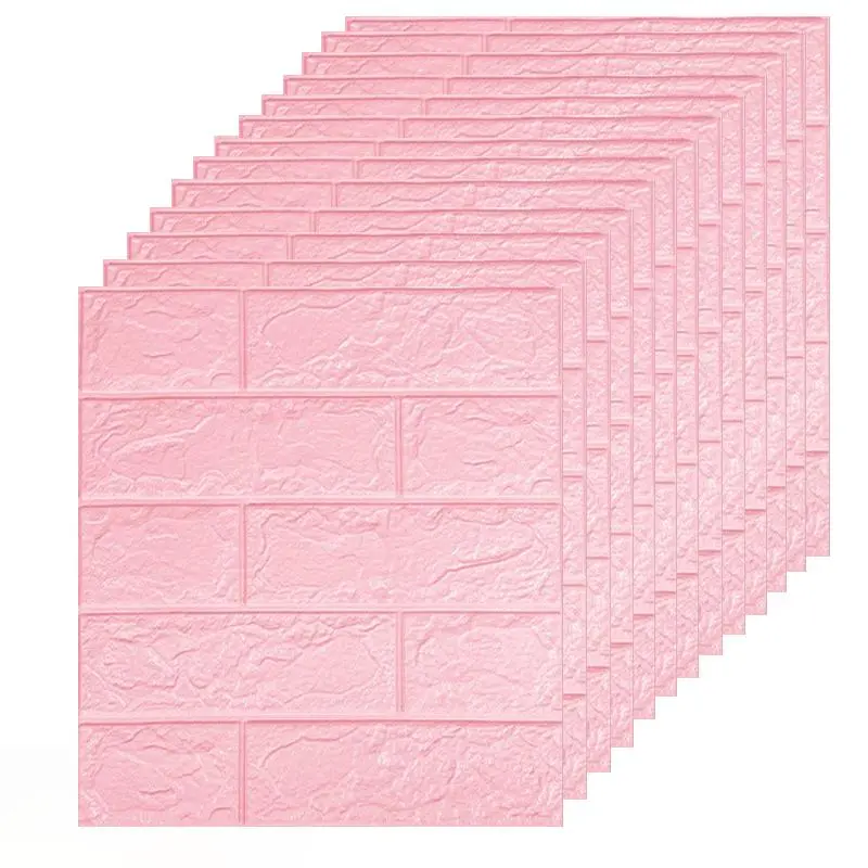 Solid Color 3D Brick Pattern Wall Sticker, Self-adhesive Wallpaper, Waterproof Wall Decal, Wall Decorative Sticker for Home Living Room Bedroom Kitchen, Design, Modern, Interior