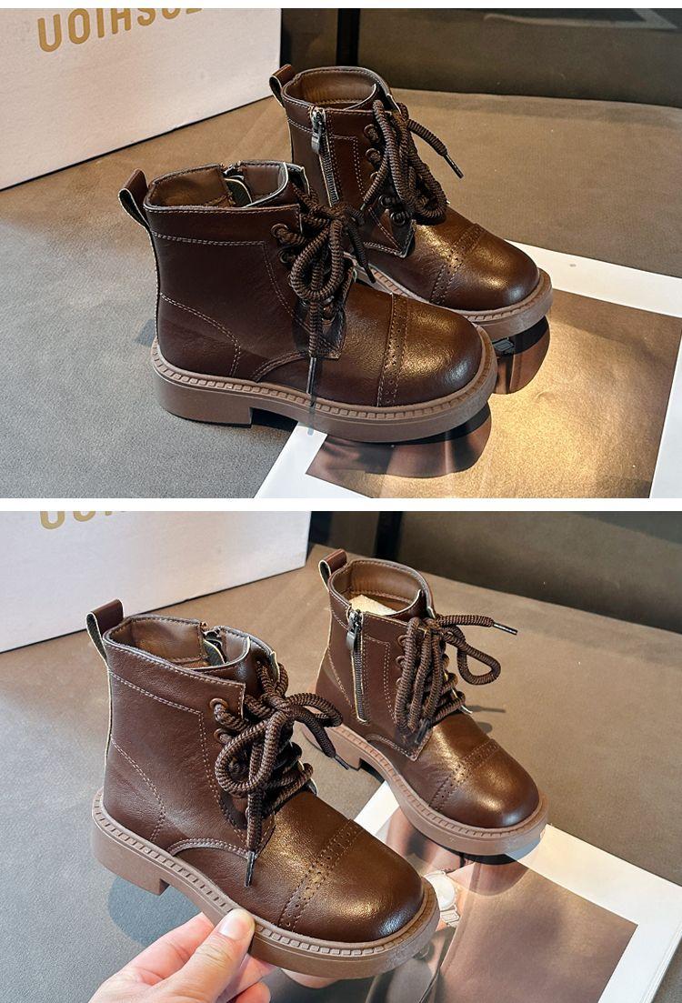 Product Introduction of Martin Boots for Girls Autumn and Winter New Children's Ankle Boots Fashion Girls' Leather Boots Western Style Student Casual Single Boots Middle and Big Children doc martens  shoes 16