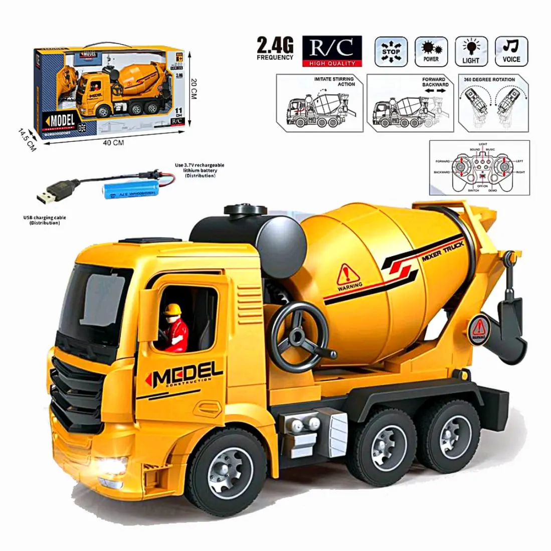 Dump Truk Mobil Molen Semen Mainan Anak Mobil Remote Kontro RDR 1246 MIXER TRUCK Bak Baterai   cocok sebagai kado atau hadiah anak Control