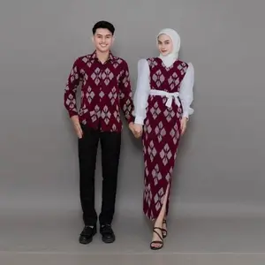 NAZIL - set pakaian couple set couple tenun kondangan rose baju couple tenun Pasangan Sarimbit Seragam Batik Pasangan Wanita tulle xx lebaran