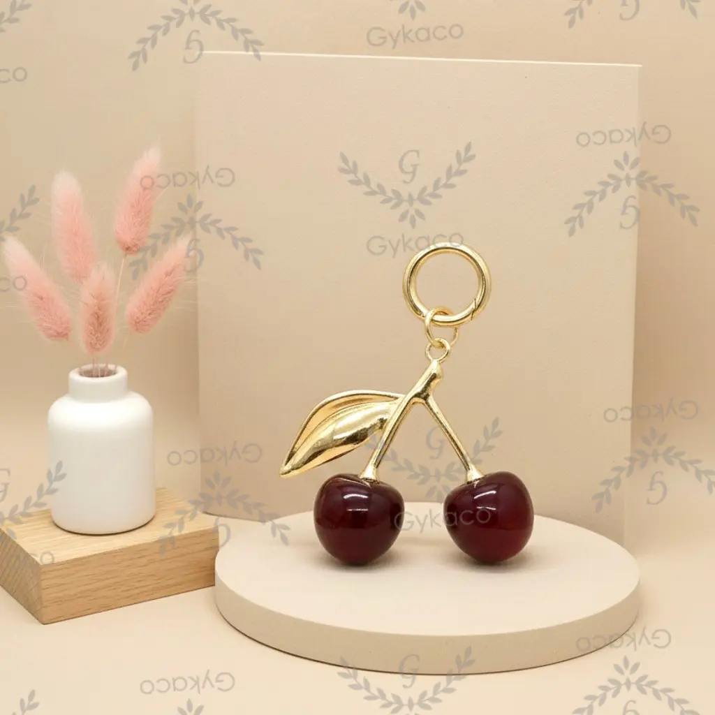 Asesoris Tas Variasi V007 CHERRY / Gantungan Tas / Keychain - EMAS MUDA - Aksesoris Tas (IMPORT)