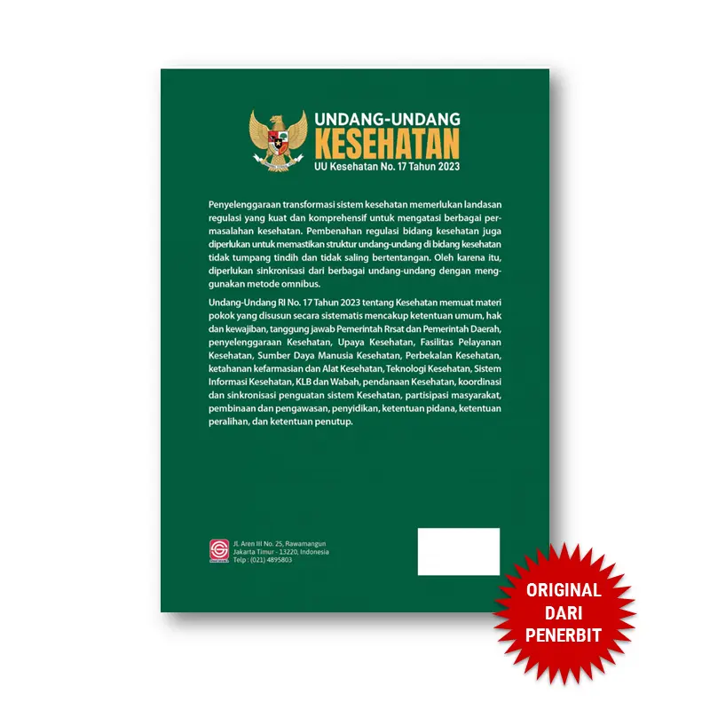 Sinar Grafika - Uundang-Undang Kesehatan No. 17 Tahun 2023 Tentang Kesehatan - Buku Hukum Kesehatan 1