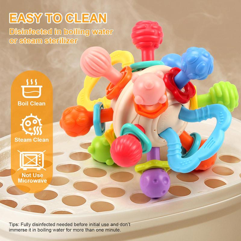 Baby Montessori Toy, Baby Sensory Toy, Early Education Toy, 1 Box Manhattan Teether Ball & 1 Box Stacking Blocks Toy, Educational Toy for Kids 3