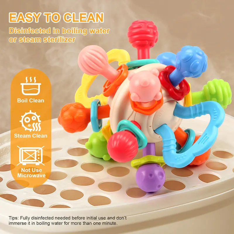 Baby Montessori Toy, Baby Sensory Toy, Early Education Toy, 1 Box Manhattan Teether Ball & 1 Box Stacking Blocks Toy, Educational Toy for Kids 3