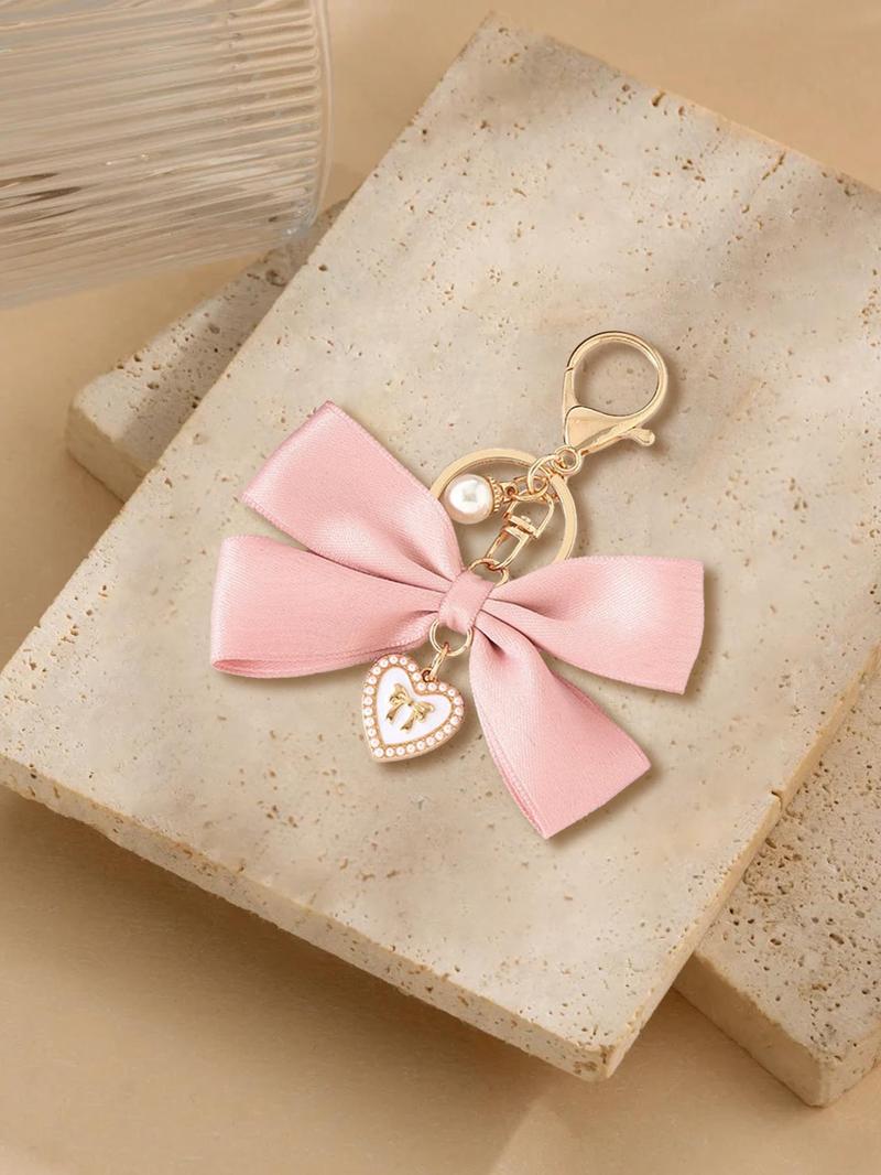 Product Introduction of Cute Bow & Heart Decor Keychain, Fashionable Keychain for Women & Girls, Trendy All-match Keychain for Birthday Gift 5