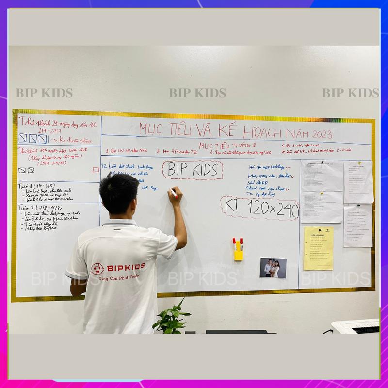 Bảng lớn - Bảng từ dán tường BIP KIDS - Bảng nam châm dán tường viết bút lông cho bé - Có kẻ ô và không kẻ ô