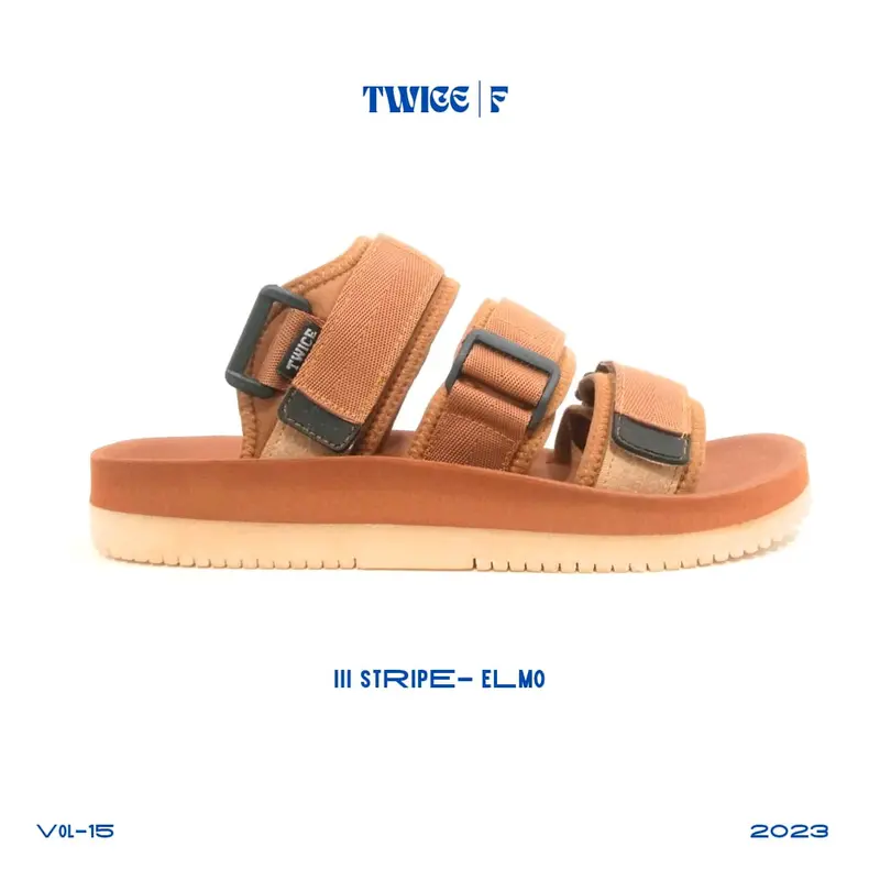 TWICE ELMO | Sandal Casual Pria Distro | Sandal Casual Wanita Distro | Sandal Strap Velcro | Sandal Gunung Unisex | Sandal Coklat Gum | Sandal Anti slip Sandal 5