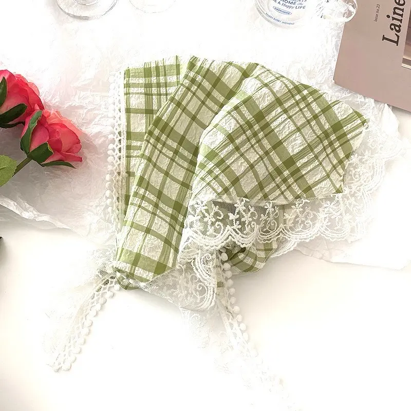 Khăn trùm đầu turban phong cách tiểu thư đi biển hoạ tiết kẻ caro MySoul Studio