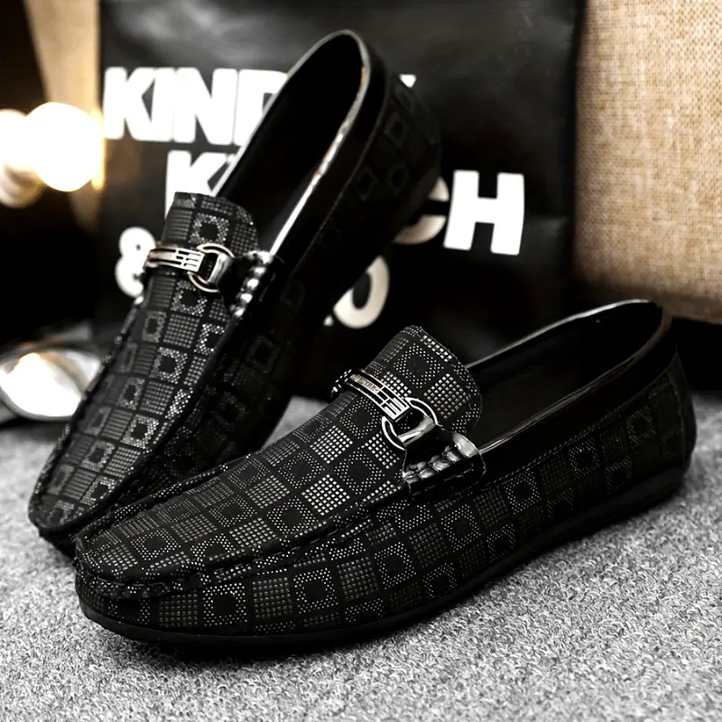 Men'S Casual Loafers, Fashion Plaid Slip-On Shoes, Lightweight, Versatile, with PU Upper & Inner, PVC Sole, for Hiking, Outdoor Activities, and Daily Wear, All-Season Comfort 0