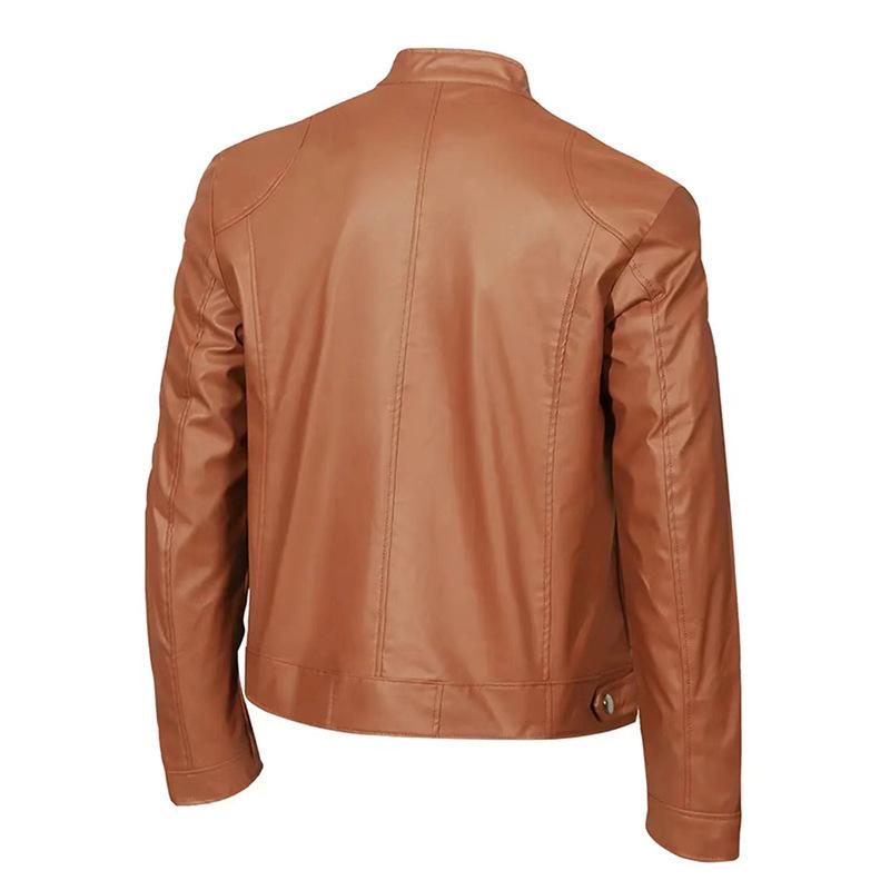 Product Introduction of Men's Jacket, High Quality, Motorcycle Leather Jacket, Stand Collar, Punk Leather Coat, Stylish, Fashionable, High Quality Men's Clothing 8