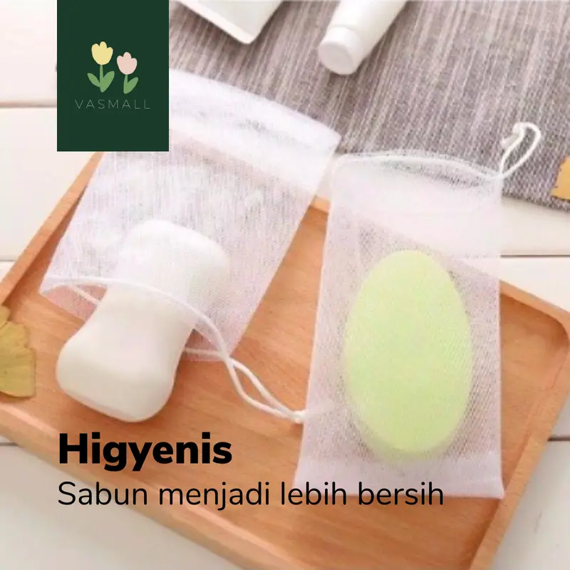 VASMALL - [ISI 5 PCS ] JARING BUSA SABUN BATANG MANDI | JARING SPONS SABUN BATANG 3