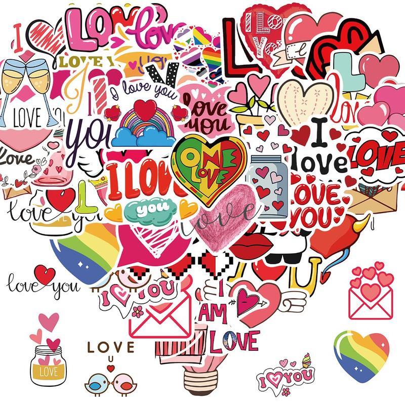 Valentine's Day Themed Sticker, 50pcs/1200pcs/set Love Sticker, Vinyl Waterproof Sticker for Laptop Water Bottles Scrapbook Skateboard Guitar 0