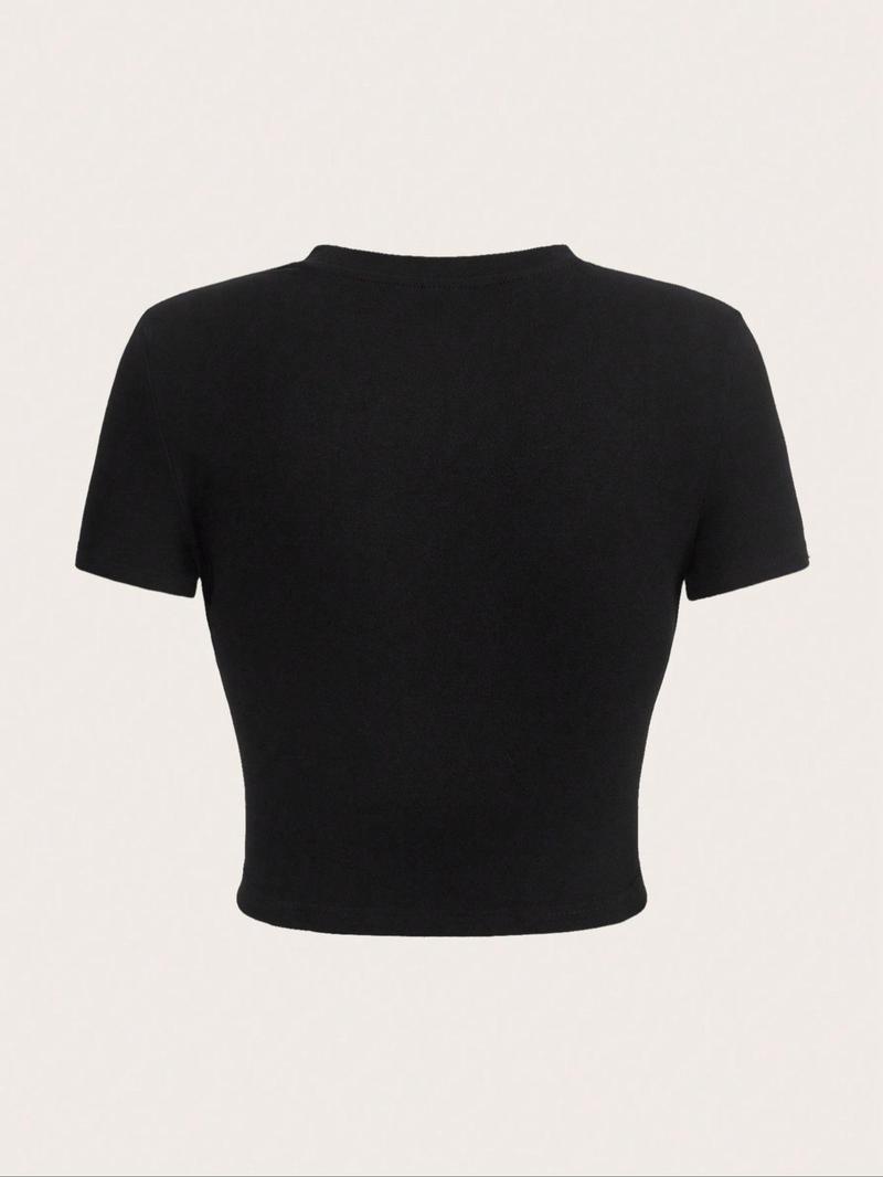 Product Introduction of Women's Spider Graphic Print Round Neck Crop Tee, Graphic Baby Tees Y2K Top, Casual Street Fashion Short Sleeve T-shirt for Summer, Ladies Clothes for Daily Wear 4
