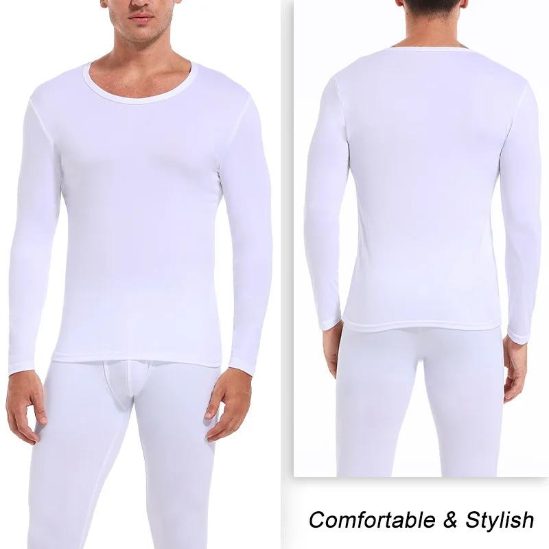 TikTok Shop Long Johns Thermal Underwear for Men Fleece Lined Base Layer Set for Cold Weather Menswear Human Motocross Beige