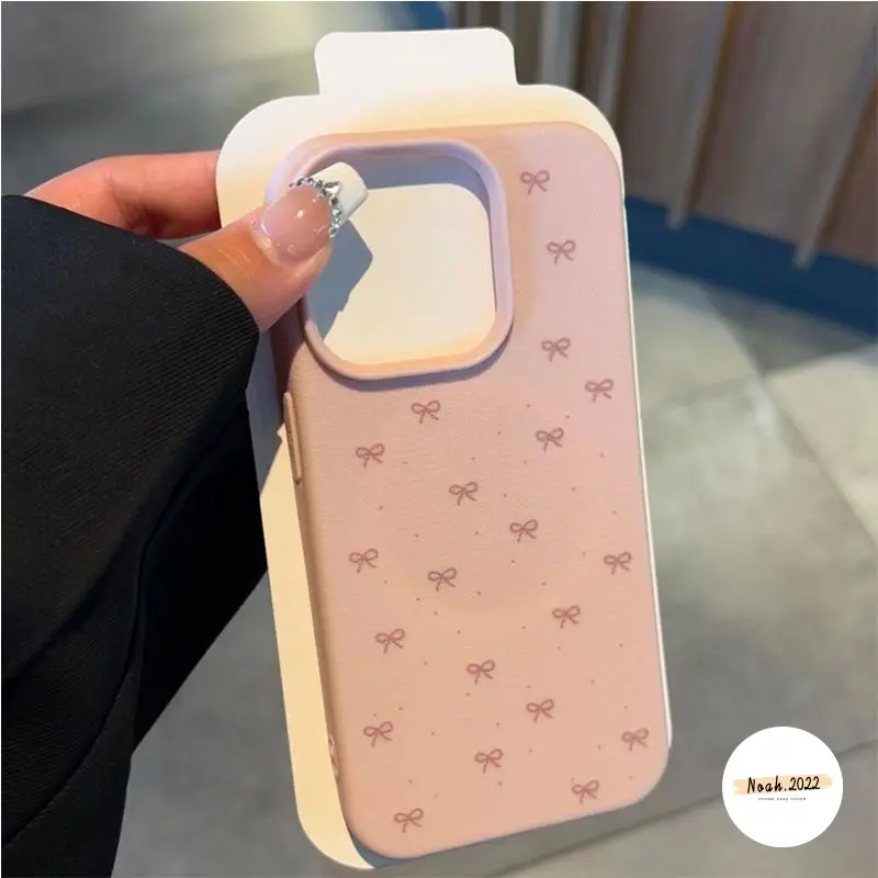 Vỏ Tương Thích Cho iPhone 13 11 16 15 12 14 Pro Max 14 15 Plus X Xs Max Xr 16Pro 13Pro 15Pro 14Pro 11Pro Max Màu Kẹo Hoạt Hình Ngọt Ngào Nơ Vỏ Da Mềm Chống Sốc Cove 0