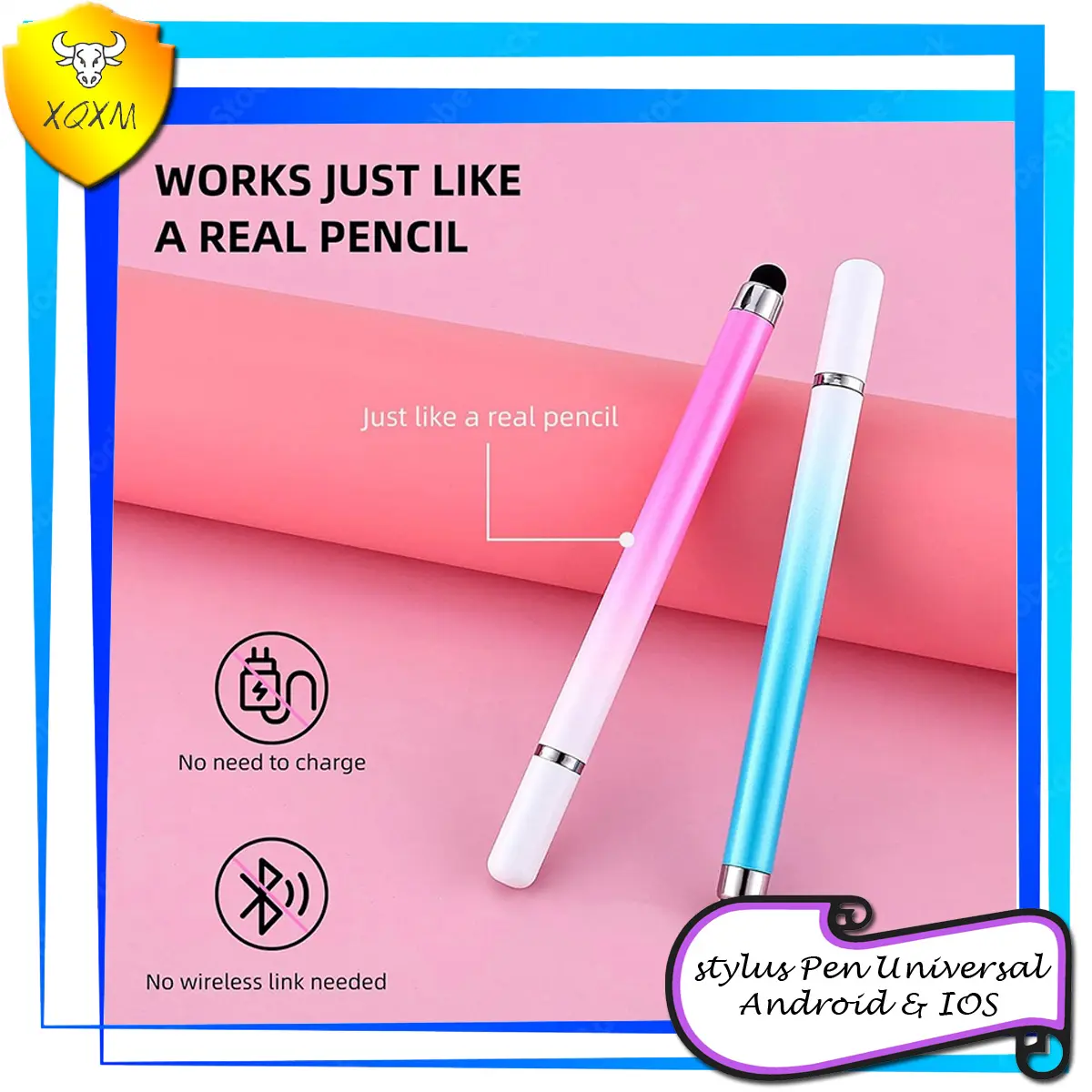 xqxm Stilus Pen Tablet/ Ponsel 2in1 Stylus Layar Sentuh Kapasitif Mikrofiber Universal Warna Gradient Menggambar dan Menulis Pena stylus  pen