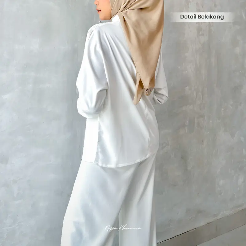 Bynissa-Agni Blouse-Atasan-Blouse-Pleats-Kemeja-Motif-Kancing-Kondangan-Wisuda-Lamaran-Kampus-Hangout -Ootd Hijab-Casual - Elegant - Santai-Remaja - Wanita Baju Muslim  Panjang 2