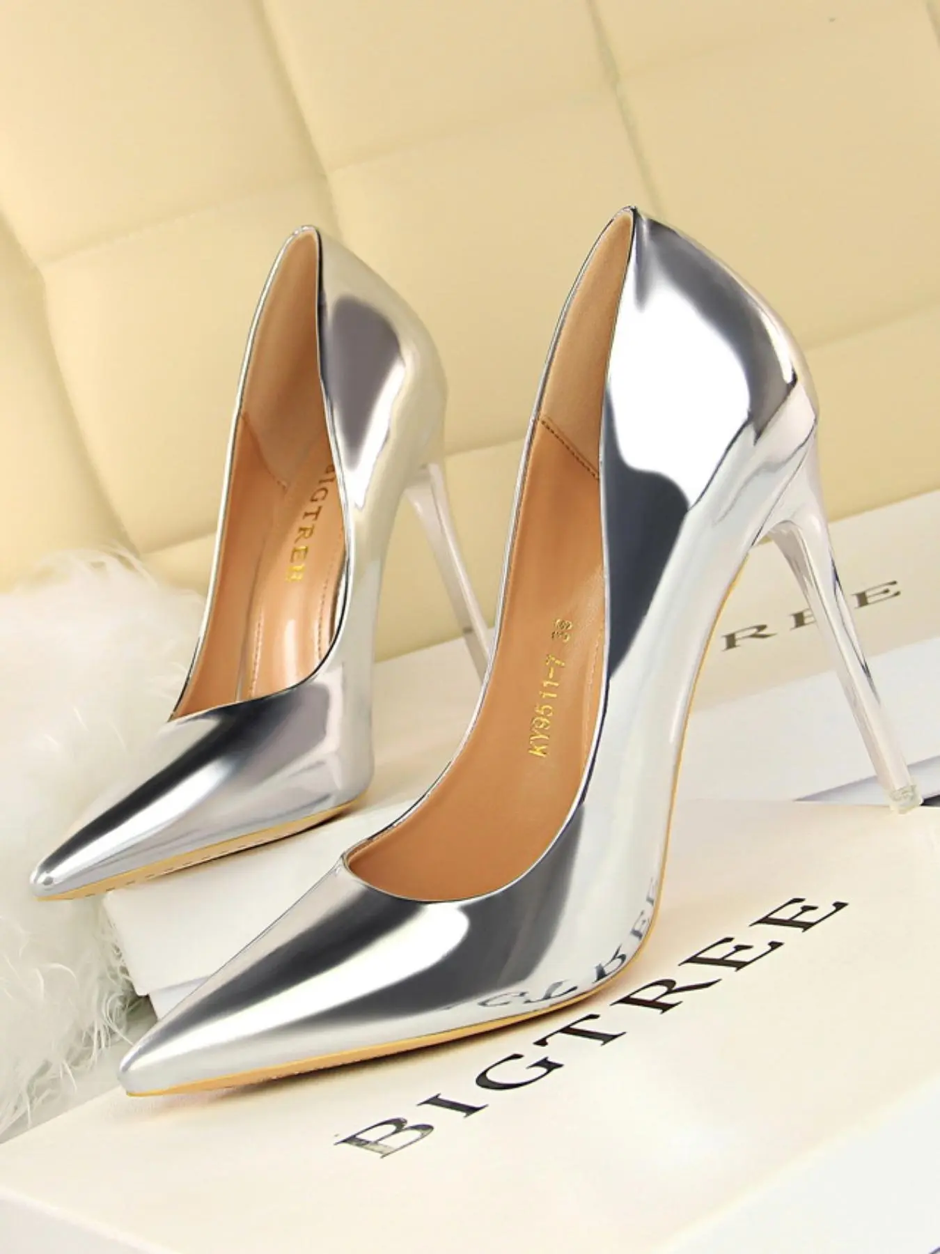 Women's Fashionable Metallic High Heel Shoes, Elegant Pointed Toe Pumps for Party, Daily Clothing Decor for Women & Girls, Footwear