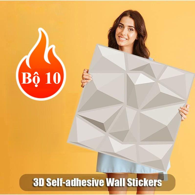 Combo 10 Miếng Xốp Dán Tường 3D Chống Thấm Nước Cách Âm Chống Va Chạm Trang Trí Phòng Ngủ Phòng Khách Nhà Bếp