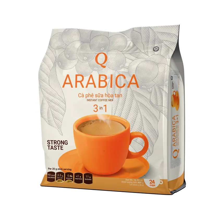 Cà phê sữa Arabica Trần Quang 480g (24 gói dài * 20g) instant Coffee mix 3 in 1