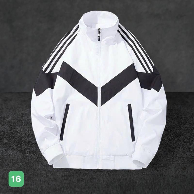 Áo khoác dù nam màu trắng phối kẻ sọc cao cấp, chất liệu dù 2 lớp phong cách trẻ trung kiểu dáng mới AKD16 Menswear