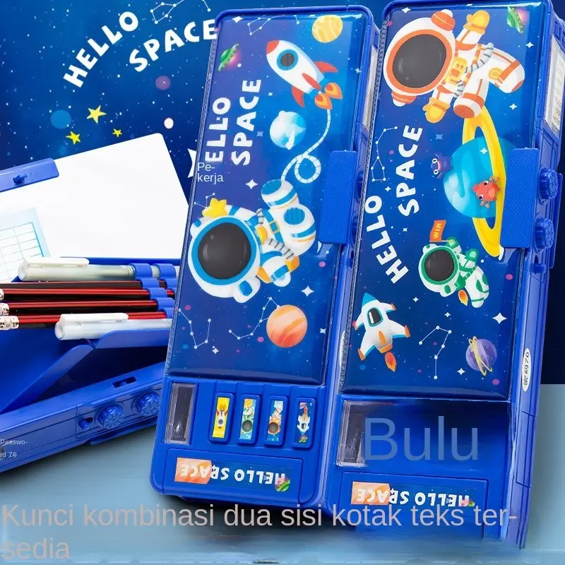 Kotak alat tulis Astronot Pria Kotak pensil kata sandi multi-fungsi yang cocok untuk siswa kelas 1-3 TK