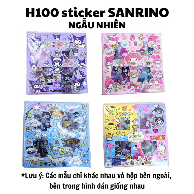 Hộp 100 Sticker Chủ Đề SANRIO cắt sẵn sticker color palette phụ kiện trang trí BUKA 8