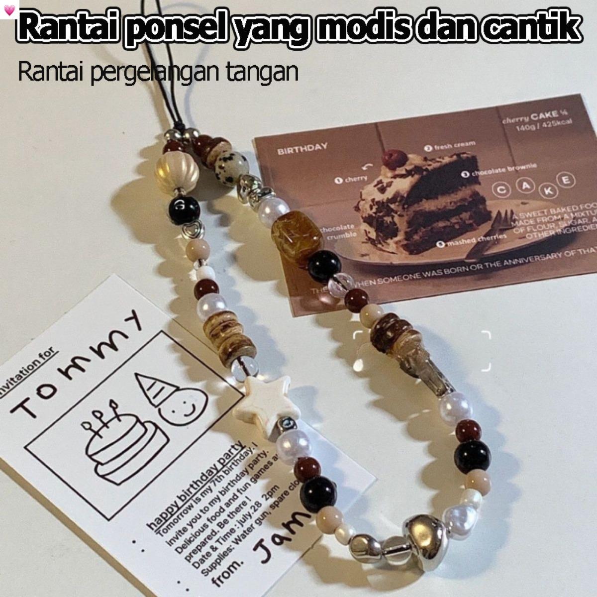 Tali Ponsel Aesthetic Manik-Manik, Lanyard Gaya Hottie, Tali Ponsel Premium Imut, Aksesori Ponsel Stylish, Rantai Ponsel Trendy, Tali Fashionable untuk Ponsel