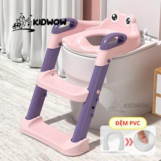 Thang Bô Vệ Sinh Kèm Bệ Lót Thu Nhỏ Bồn Cầu Có Tay Vịn Gấp Gọn An Toàn Cho Bé Yêu Kem Voi