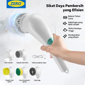 Sikat Pembersih Listrik Tanpa Kabel Genggam 5-in-1 Sikat Pembersih Tahan Air Sepenuhnya Otomatis untuk Penggunaan di Rumah