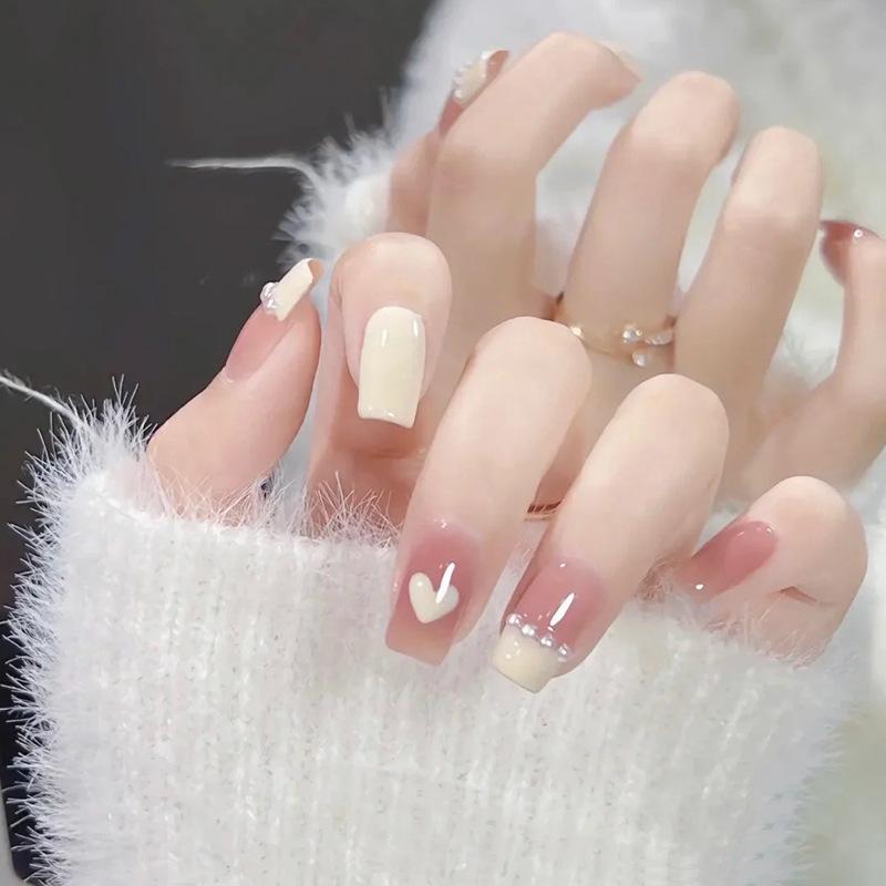 Product Introduction of Red Book Popular Wearing Nail Medium and Long Milk White French 9K Glass Diamond Nail Art Finished Nail Sticker Nail Art Hot Selling Multi-choice Nail Art nail  sticker 12