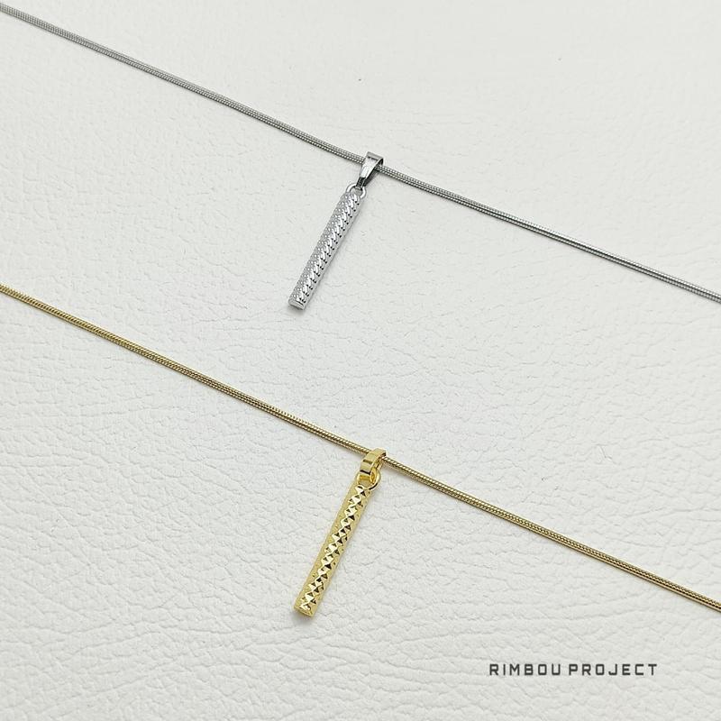 Kalung Rantai Titanium Anti Karat Tidak Berubah  Warna Model Round Snake Liontin Bambu Pria Dan Wanita Gold Silver 5