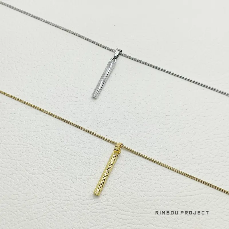 Kalung Rantai Titanium Anti Karat Tidak Berubah  Warna Model Round Snake Liontin Bambu Pria Dan Wanita Gold Silver 5