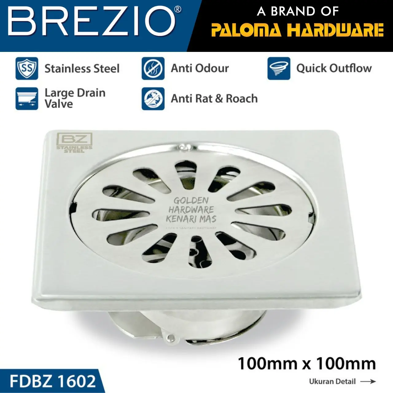 BREZIO FDBZ 1602 Saringan Got Kamar Mandi Anti Bau easy Valve Anti Kecoa