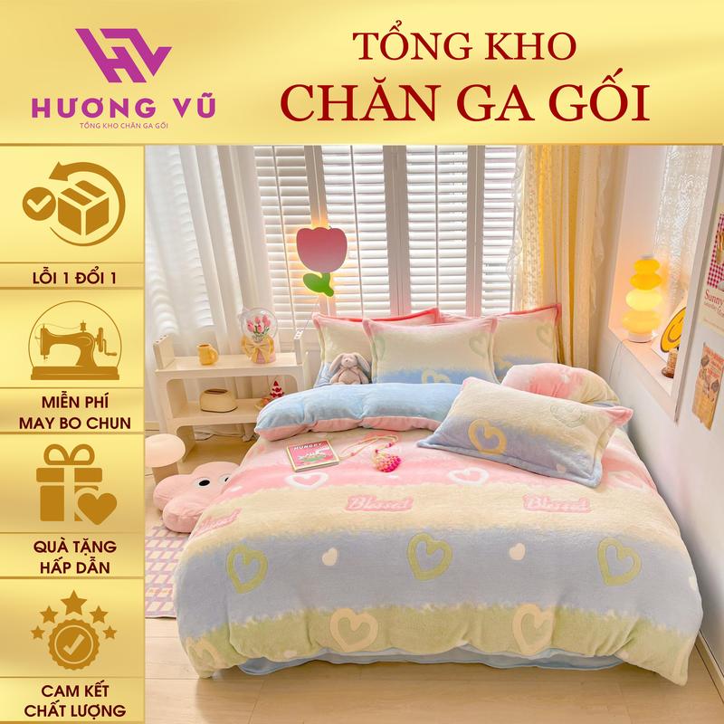Bộ vỏ Chăn Ga gối Nỉ Nhung Sữa 5D Mềm Mịn, Vỏ Chăn Ấm Mùa Đông Có Khoá Lồng Ruột Size 2m*2m2 chăn ấm chăn đông