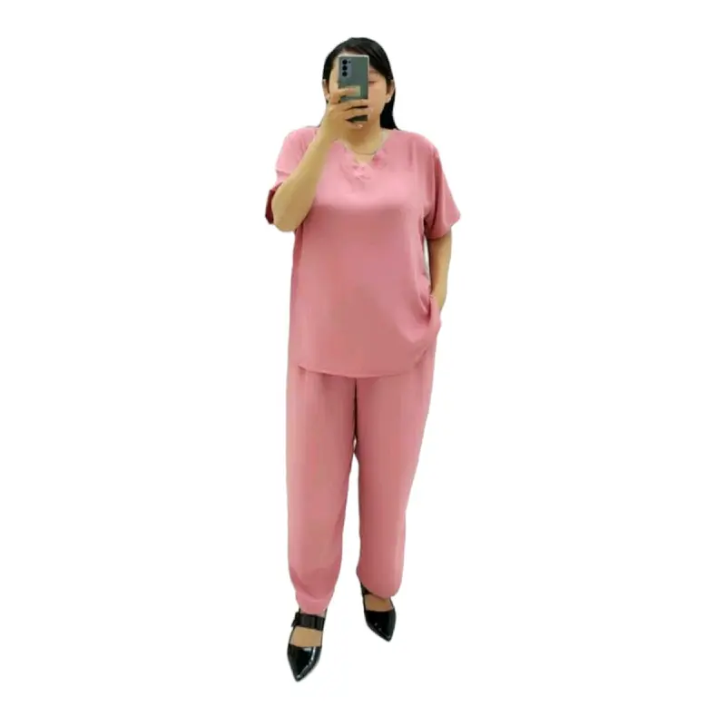 baju tidur piyama wanita/Stelan CP Cringkel Polos V Standar Dan Jumbo 5